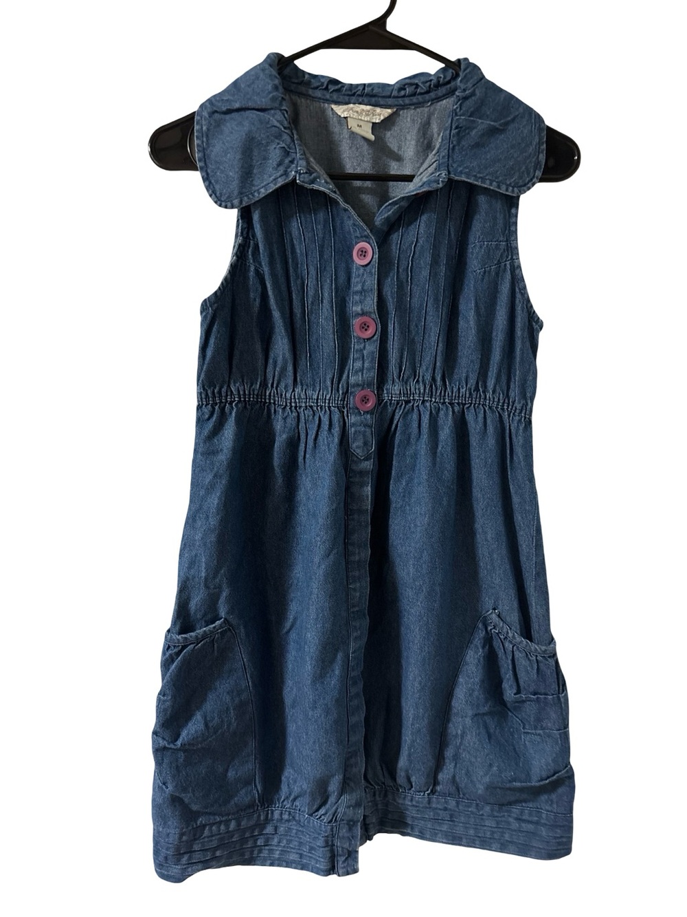 Fun & Flirt Denim Sleeveless VTG Inspired Casual Preppy Sundress Girls Medium